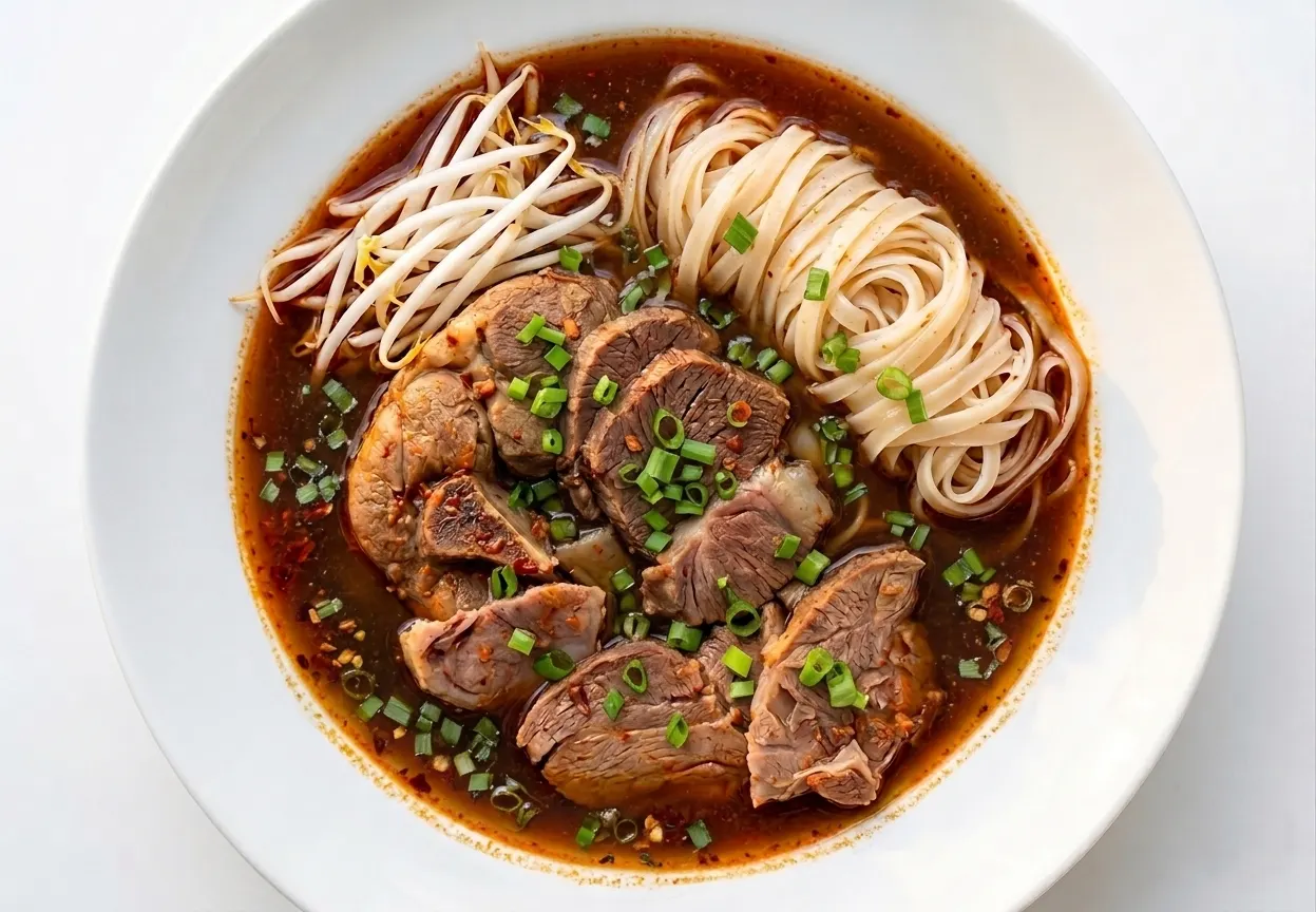 Spicy Bun Bo Hue Vietnamese noodle soup at VT Noodle Bar Calgary